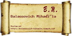 Balassovich Mihaéla névjegykártya